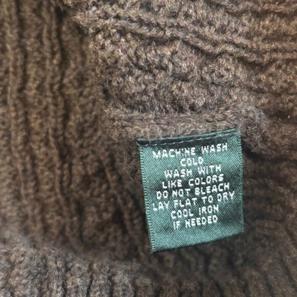 Lauren Ralph Lauren Womens P/L Green Cotton Cable-Knit Cotton V-Neck Sweater - Picture 4 of 7